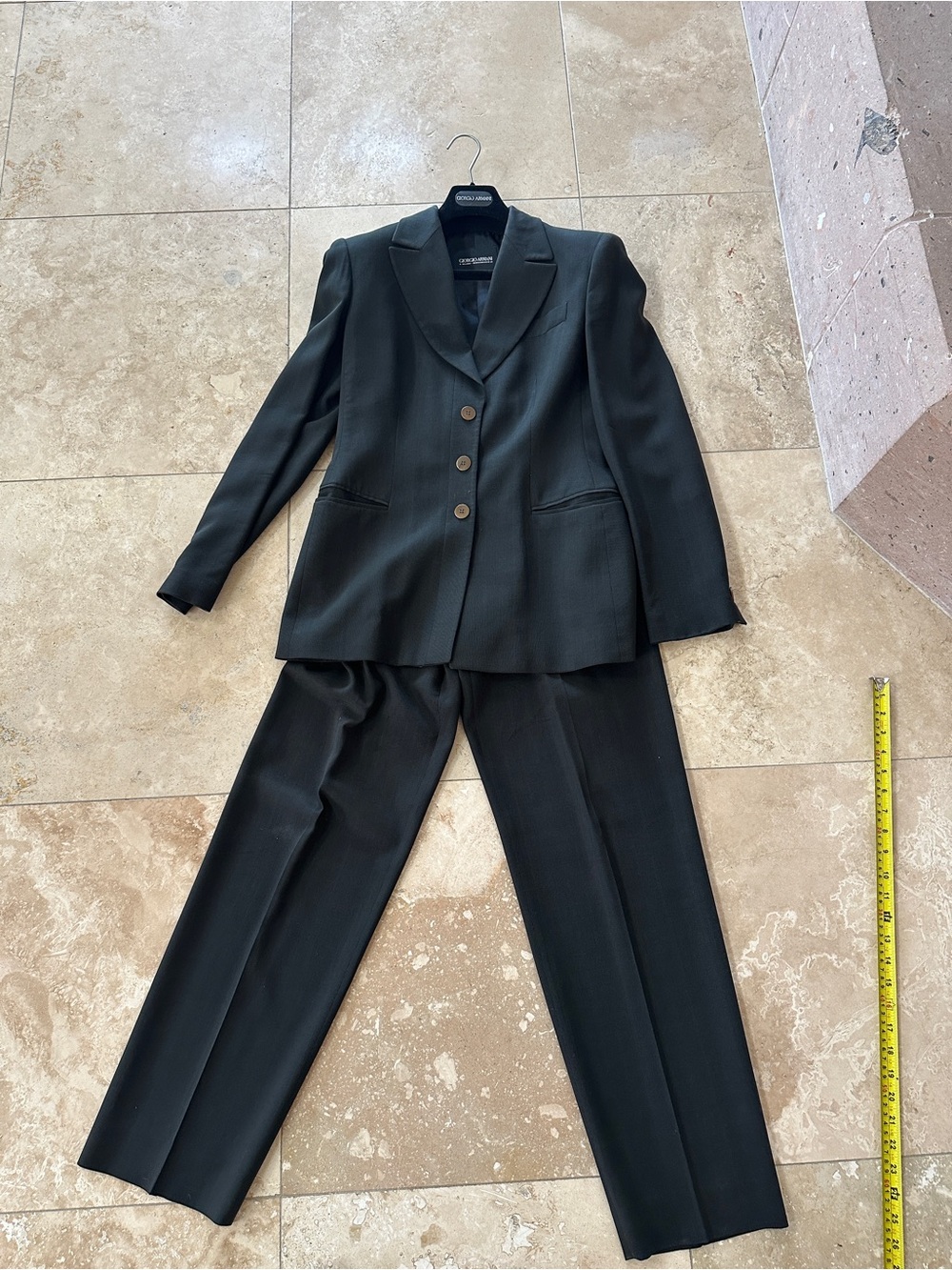 Giorgio Armani Black Two-Piece Wool Suit Blazer & Trousers